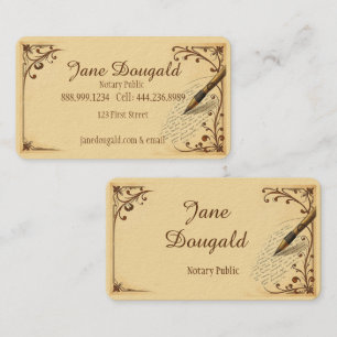Watercolor Vintage Pen Classic Notary Business Card