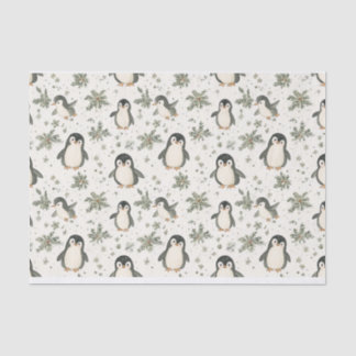 Watercolor Vintage Penguin Christmas pattern Tissue Paper