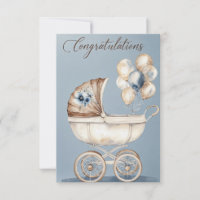 Watercolor Vintage Pram Congratulations