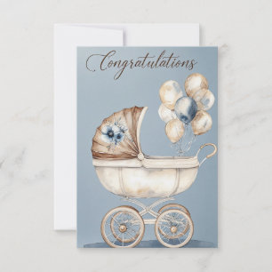 Watercolor Vintage Pram Congratulations  Card