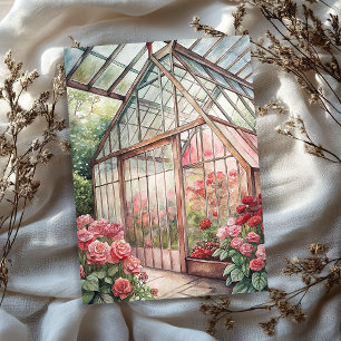Watercolor vintage red roses greenhouse tissue paper