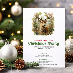 Watercolor vintage reindeer Christmas party  Invitation