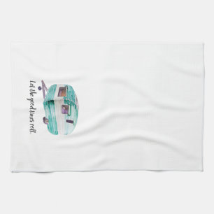 Watercolor Vintage Retro Camper Kitchen Dish Towel