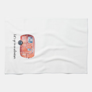 Watercolor Vintage Retro Camper Kitchen Dish Towel
