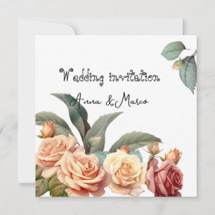 Watercolor vintage rose holiday card