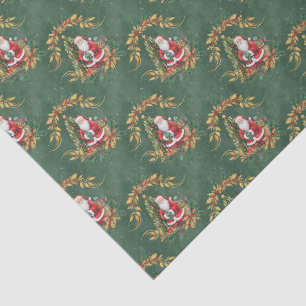 Watercolor Vintage Santa Claus and Christmas Tree Tissue Paper