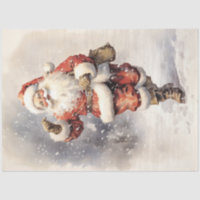 Watercolor vintage Santa Claus Christmas gifts