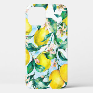 Watercolor vintage seamless pattern, branch of fr iPhone 12 case