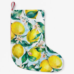 Watercolor vintage seamless pattern, branch of fr small christmas stocking