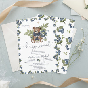 Watercolor Vintage Teddy Berry Sweet baby shower Invitation