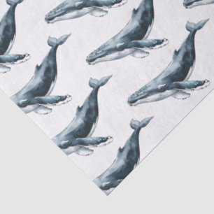 Watercolor Vintage Whale Drawing  Tissue Paper