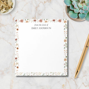 Watercolor Vintage Wildflower Floral Botanical Notepad