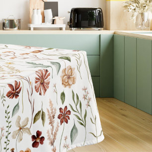 Watercolor Vintage Wildflower Floral Botanical Tablecloth