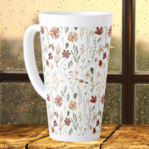 Watercolor Vintage Wildflower Floral Pattern Latte Mug