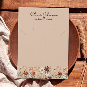 Watercolor Vintage Wildflower Jewelry Display Card