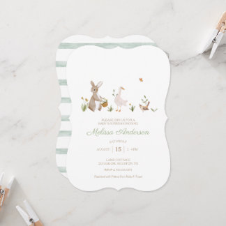 Watercolor Vintage woodland animals Baby shower Invitation