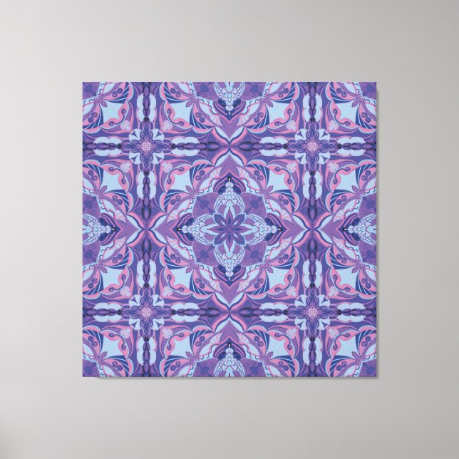 Watercolor Violet Azulejo Spanish Tile  Canvas Print (Front)
