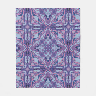 Watercolor Violet Azulejo Spanish Tile Fleece Blanket