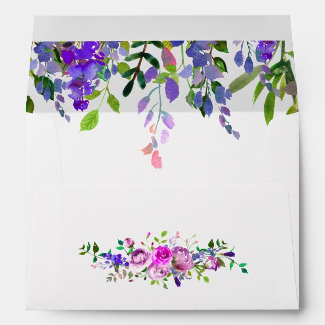 Watercolor Violet Floral Envelope (Back (Bottom))