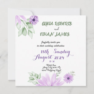 Watercolor Violet Floral Save the Date – Elegant