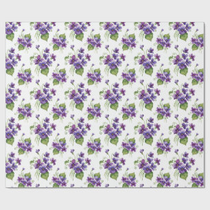 Watercolor Violet Flowers Bouquet Wrapping Paper