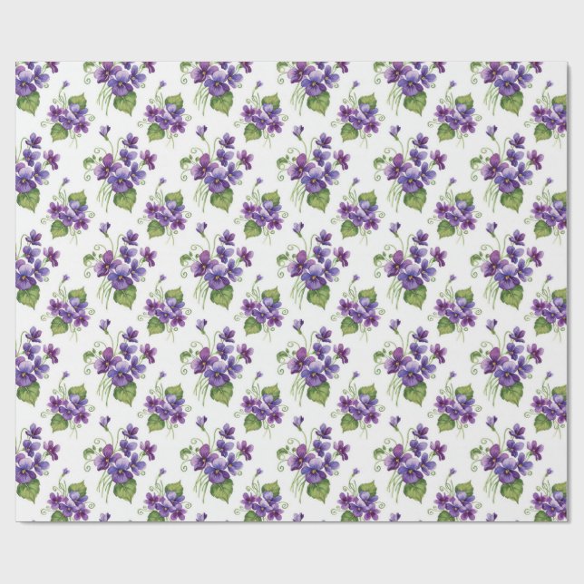 Watercolor Violet Flowers Bouquet  Wrapping Paper (Flat)