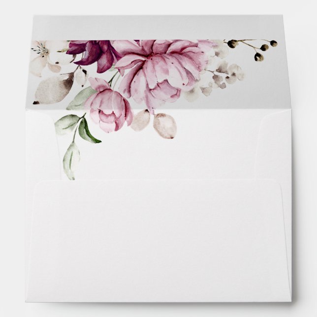 Watercolor Violet Flowers Envelope (Back (Bottom))