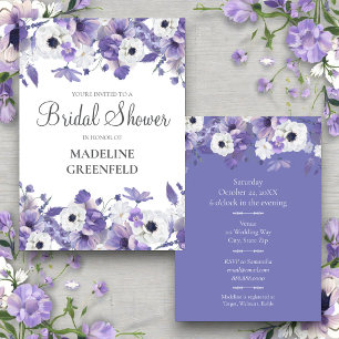 Watercolor Violet Flowers Wedding Bridal Shower Invitation