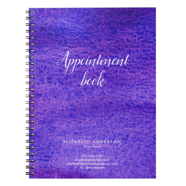 Watercolor violet Hair Salon appointments book (Front)