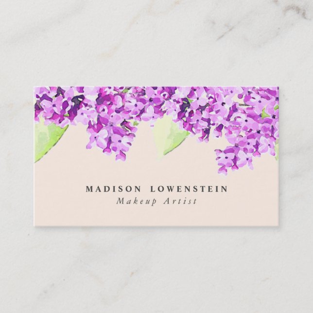 Watercolor Violet Lilac Flowers Business Card (Front)