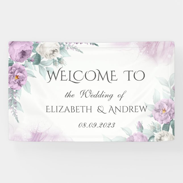 Watercolor Violet Roses Banner (Horizontal)