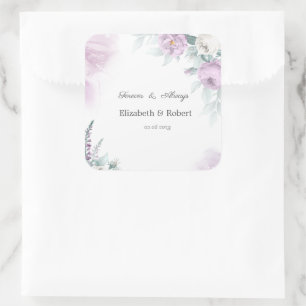 Watercolor Violet Roses Square Sticker