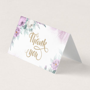 Watercolor Violet Roses Thank You Business Card