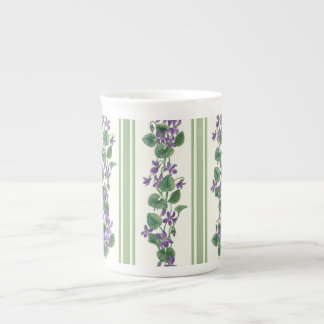 Watercolor violets and stripes bone china mug
