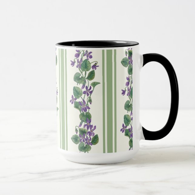 Watercolor violets and stripes mug (Right)