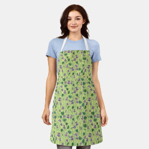Watercolor violets on honey dew apron