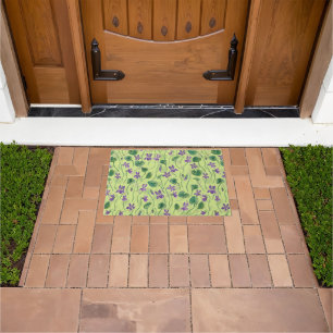 Watercolor violets on honey dew doormat