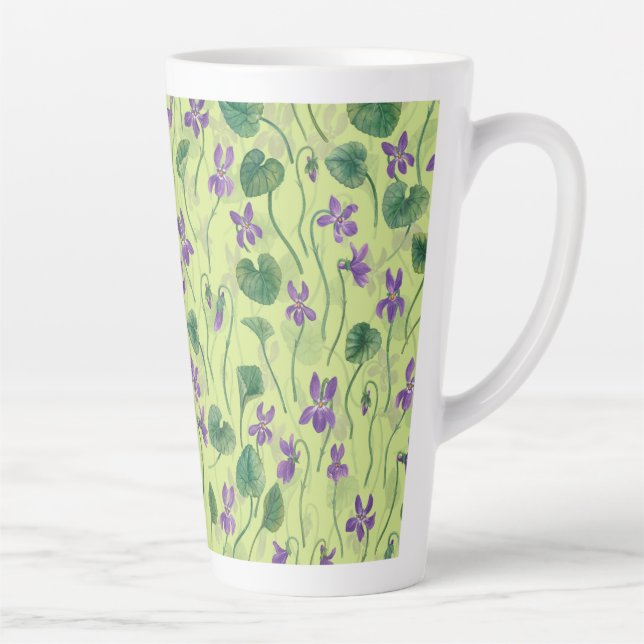 Watercolor violets on honey dew latte mug (Right)