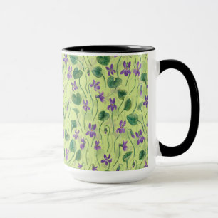 Watercolor violets on honey dew mug