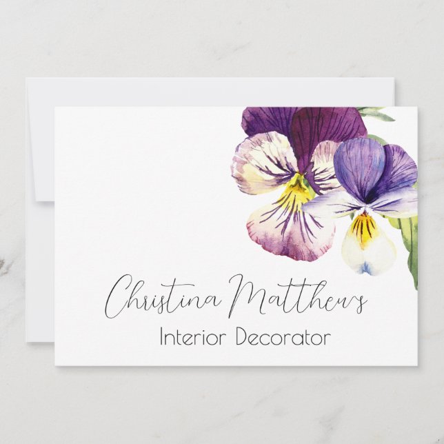 Watercolor Violets on White Invitation (Front)