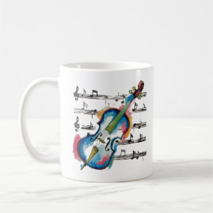 Watercolor Violin Kids' Basic Coffee Mug