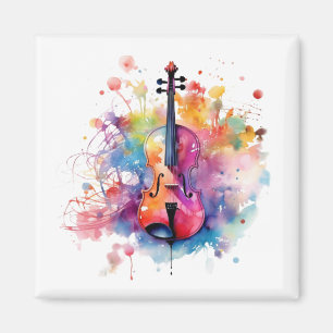 Watercolor violin magnet