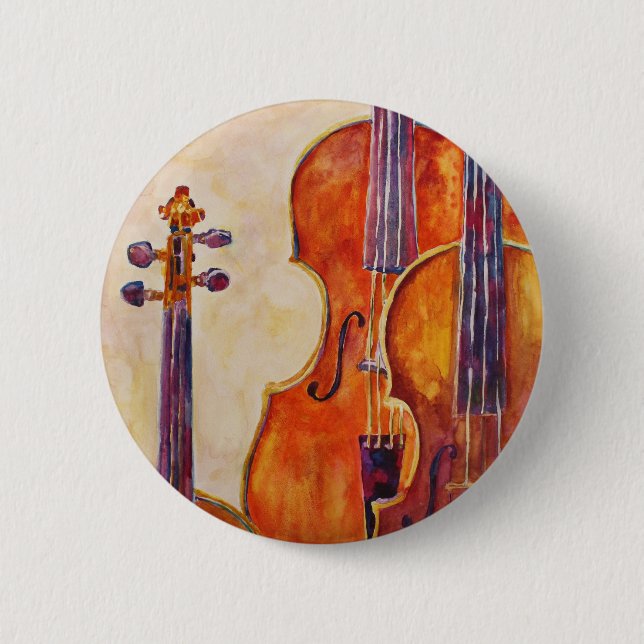 Watercolor Violins 6 Cm Round Badge (Front)