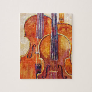 Watercolor Violins Jigsaw Puzzle