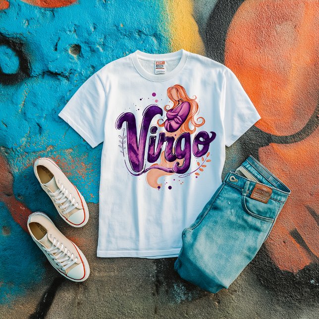 Watercolor Virgo Graffiti Airbrush Zodiac Woman T-Shirt (Creator Uploaded)