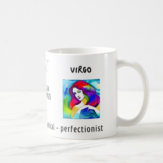 watercolor Virgo zodiac sign and characteristics Coffee Mug (Right)