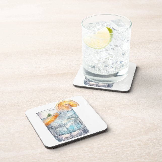 WATERCOLOR VODKA ON THE ROCKS COASTER (Right Side)