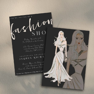 Watercolor Vogue Couture Fashion Show Invitation