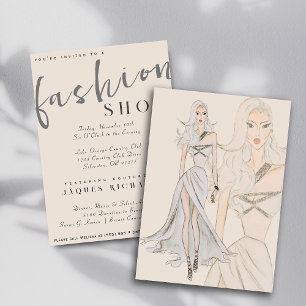 Watercolor Vogue Couture Fashion Show Invitation