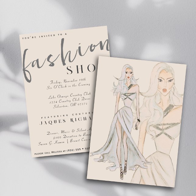 Watercolor Vogue Couture Fashion Show Invitation (Creator Uploaded)